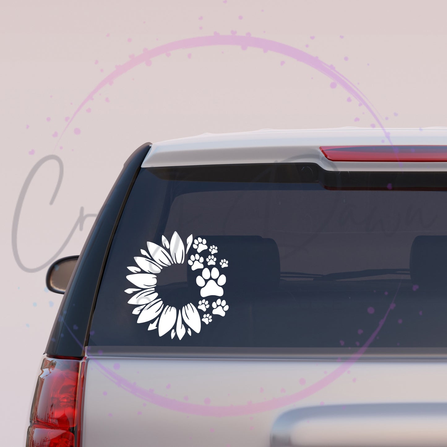 Dog Paw Sunflower Decal