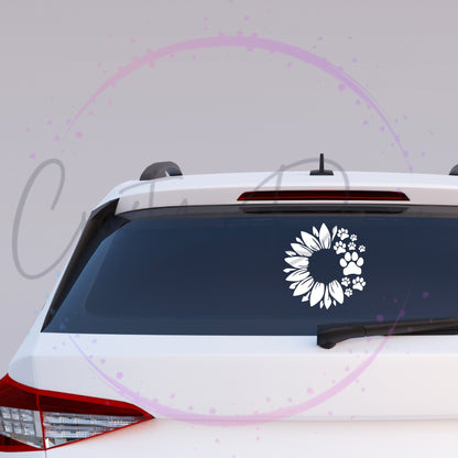 Dog Paw Sunflower Decal