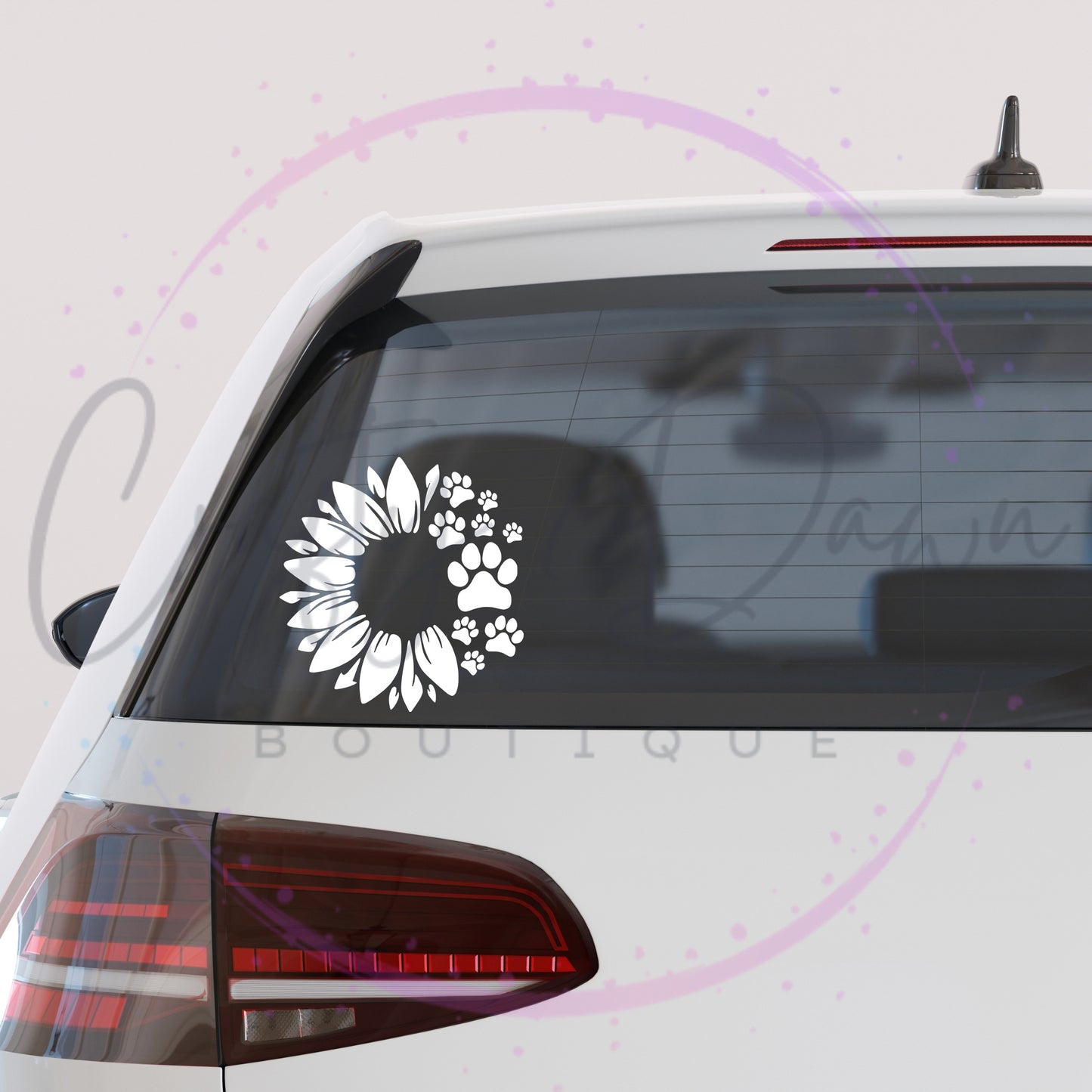 Dog Paw Sunflower Decal