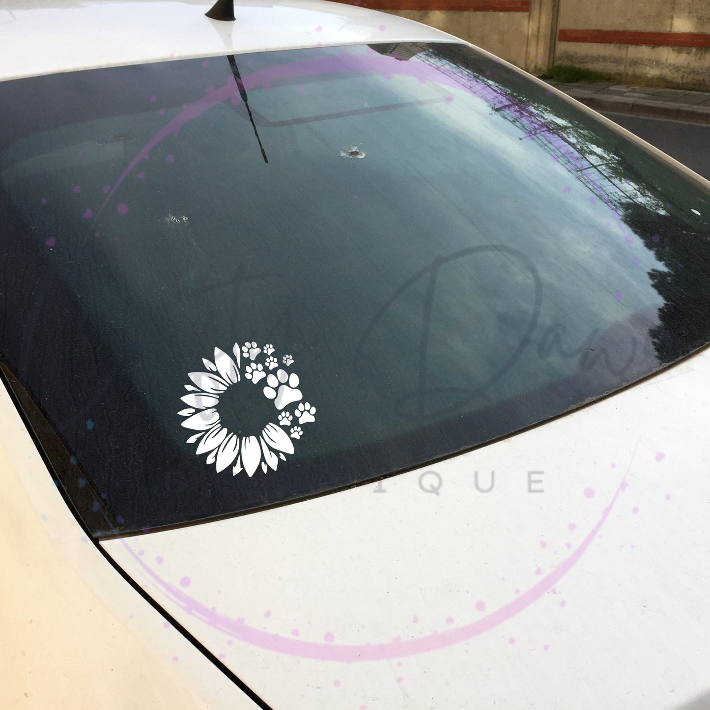 Dog Paw Sunflower Decal