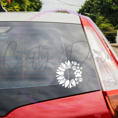 Dog Paw Sunflower Decal