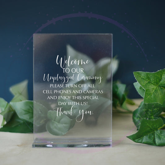 Unplugged Ceremony Acrylic Wedding Sign