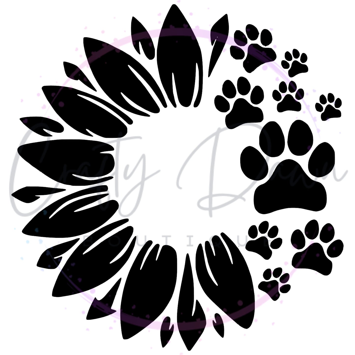 Dog Paw Sunflower Decal