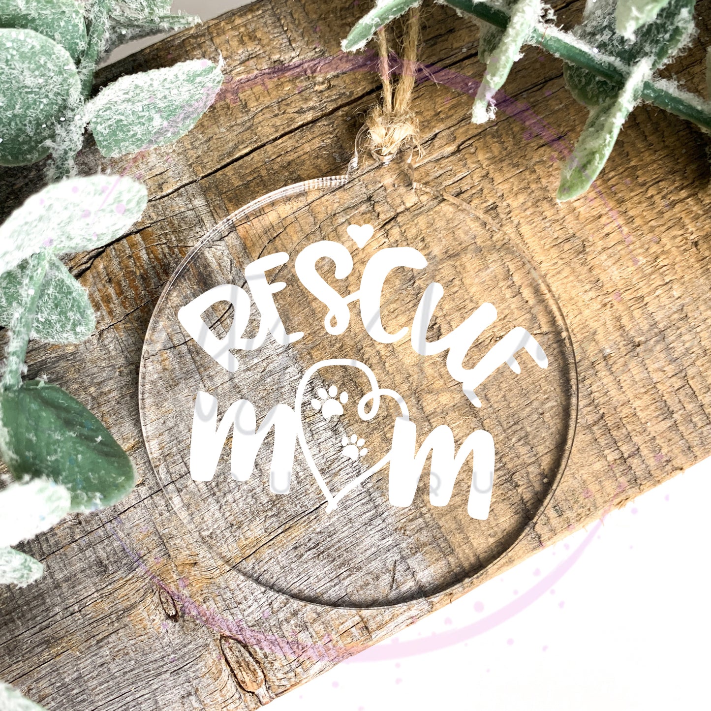 Rescue Mom Engraved Ornament