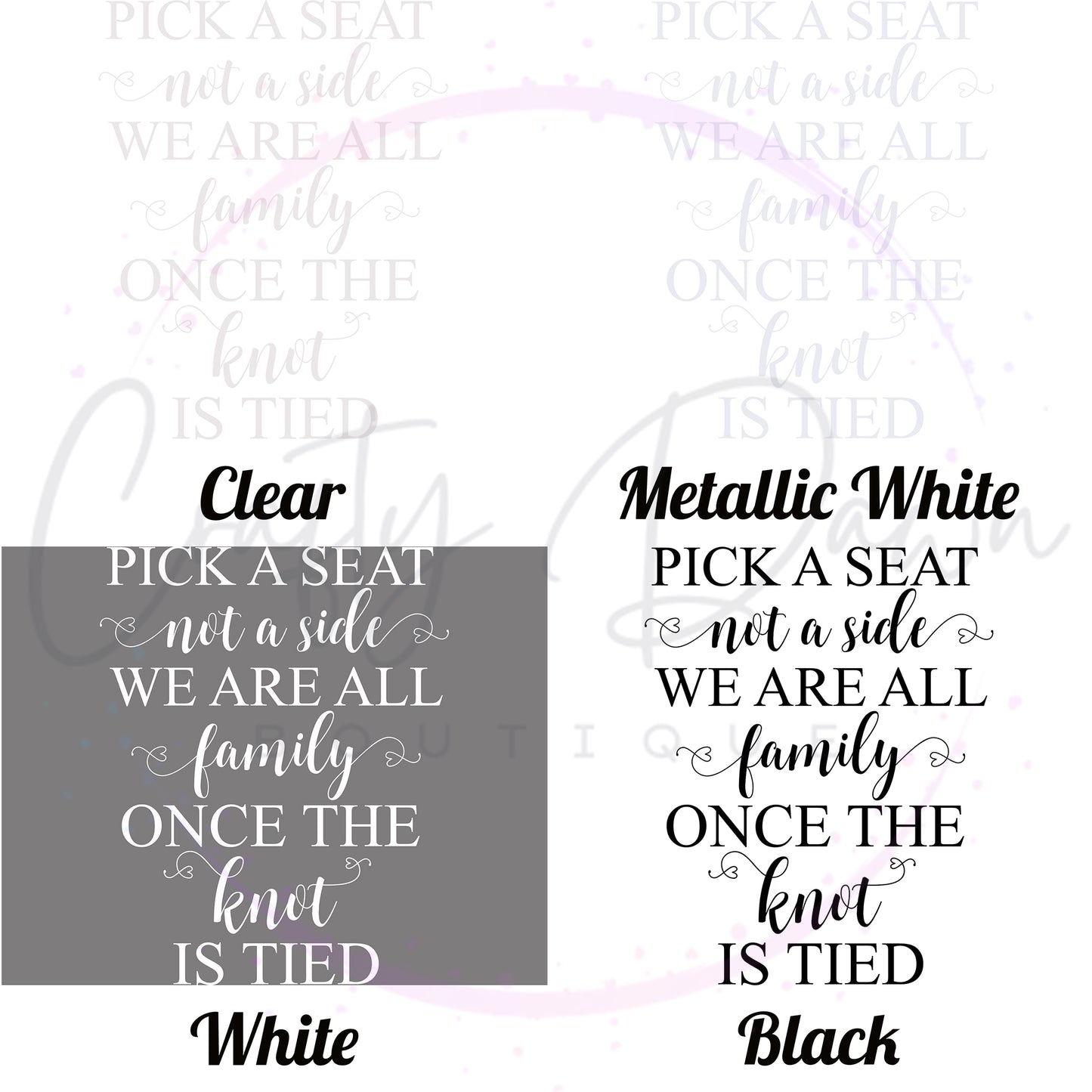 Pick A Seat Not A Side Acrylic Wedding Sign