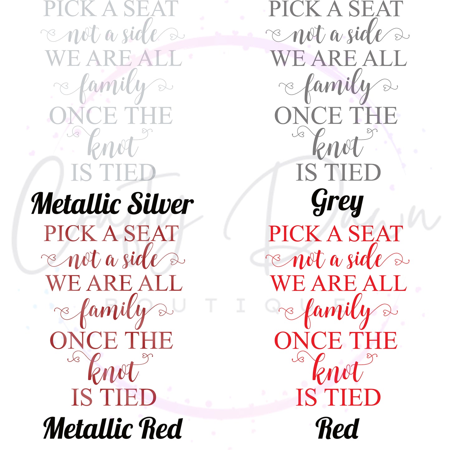 Pick A Seat Not A Side Acrylic Wedding Sign