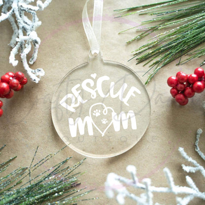 Rescue Mom Engraved Ornament