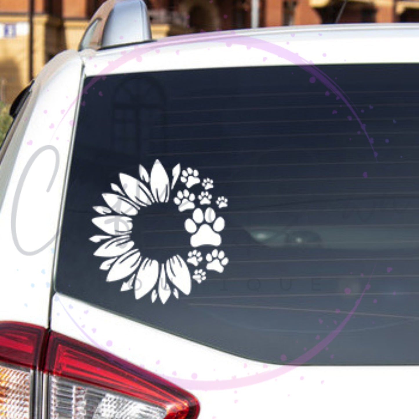 Dog Paw Sunflower Decal