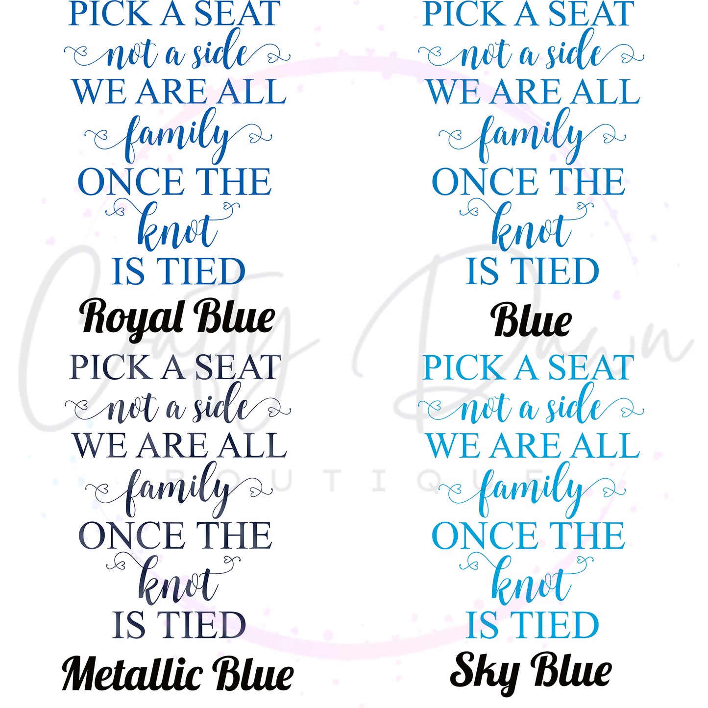 Pick A Seat Not A Side Acrylic Wedding Sign