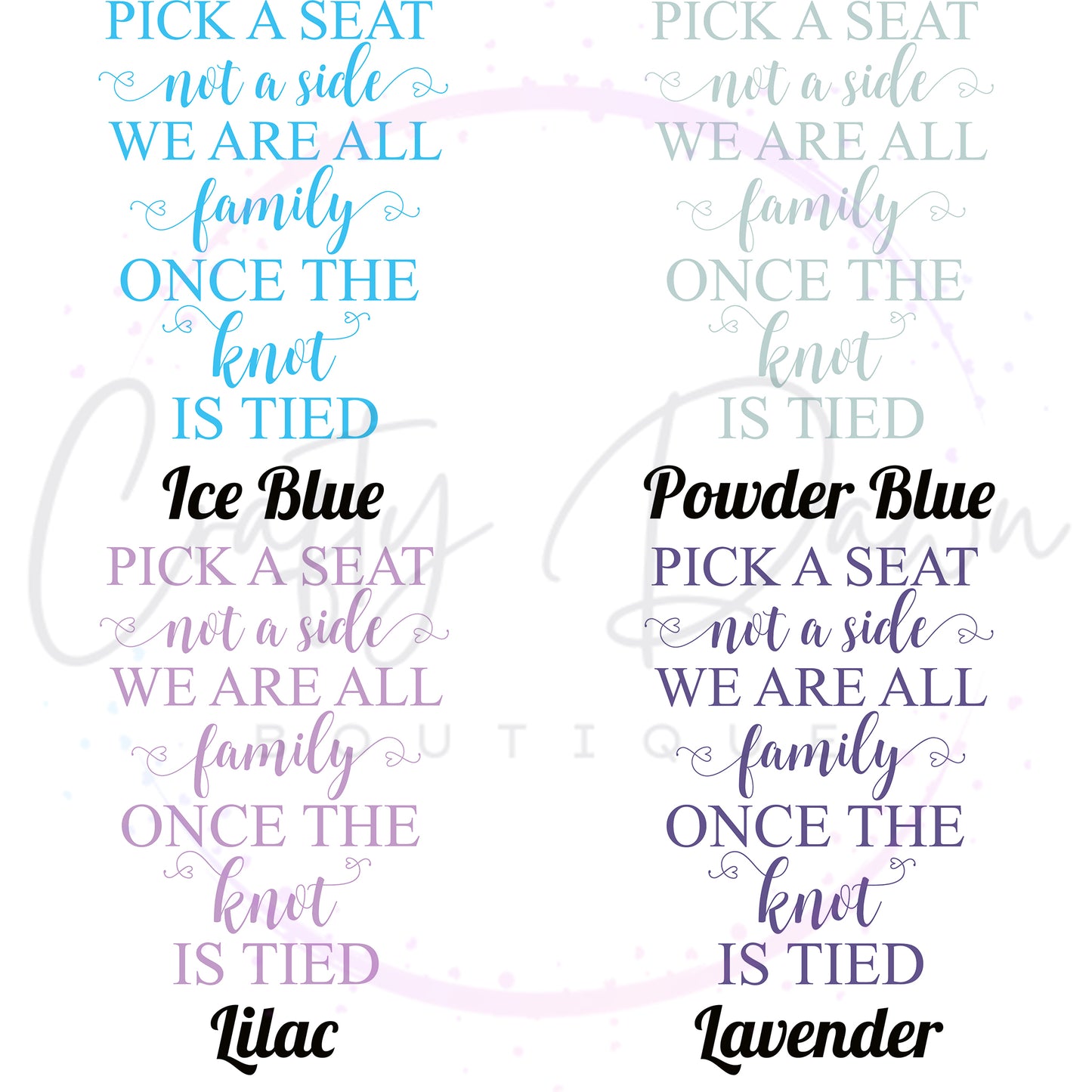 Pick A Seat Not A Side Acrylic Wedding Sign