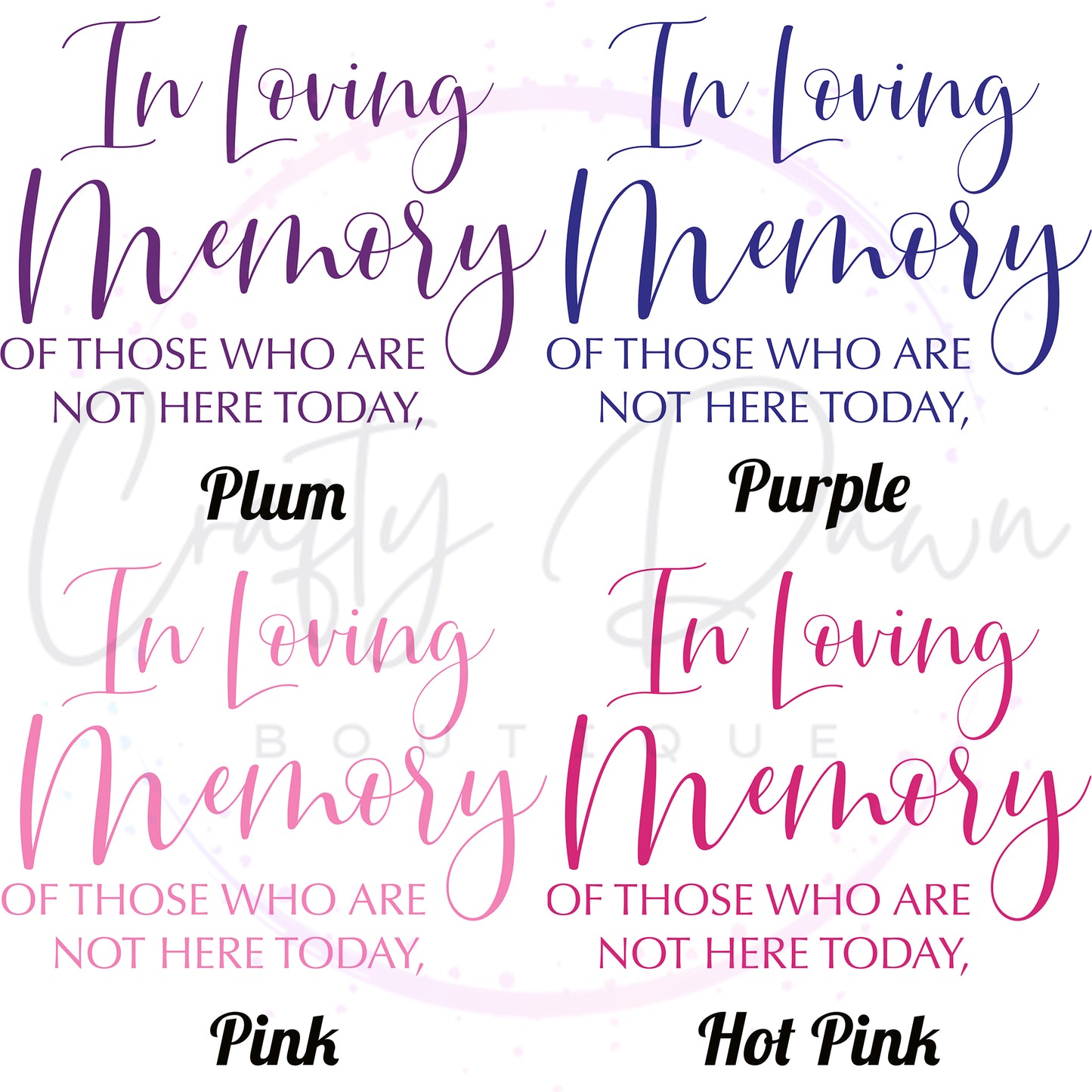 In Loving Memory Acrylic Wedding Sign