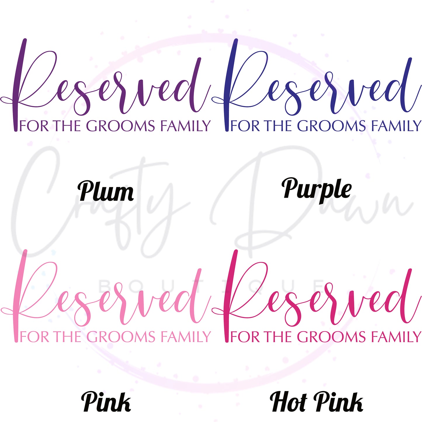 Reserved For The Groom's Family