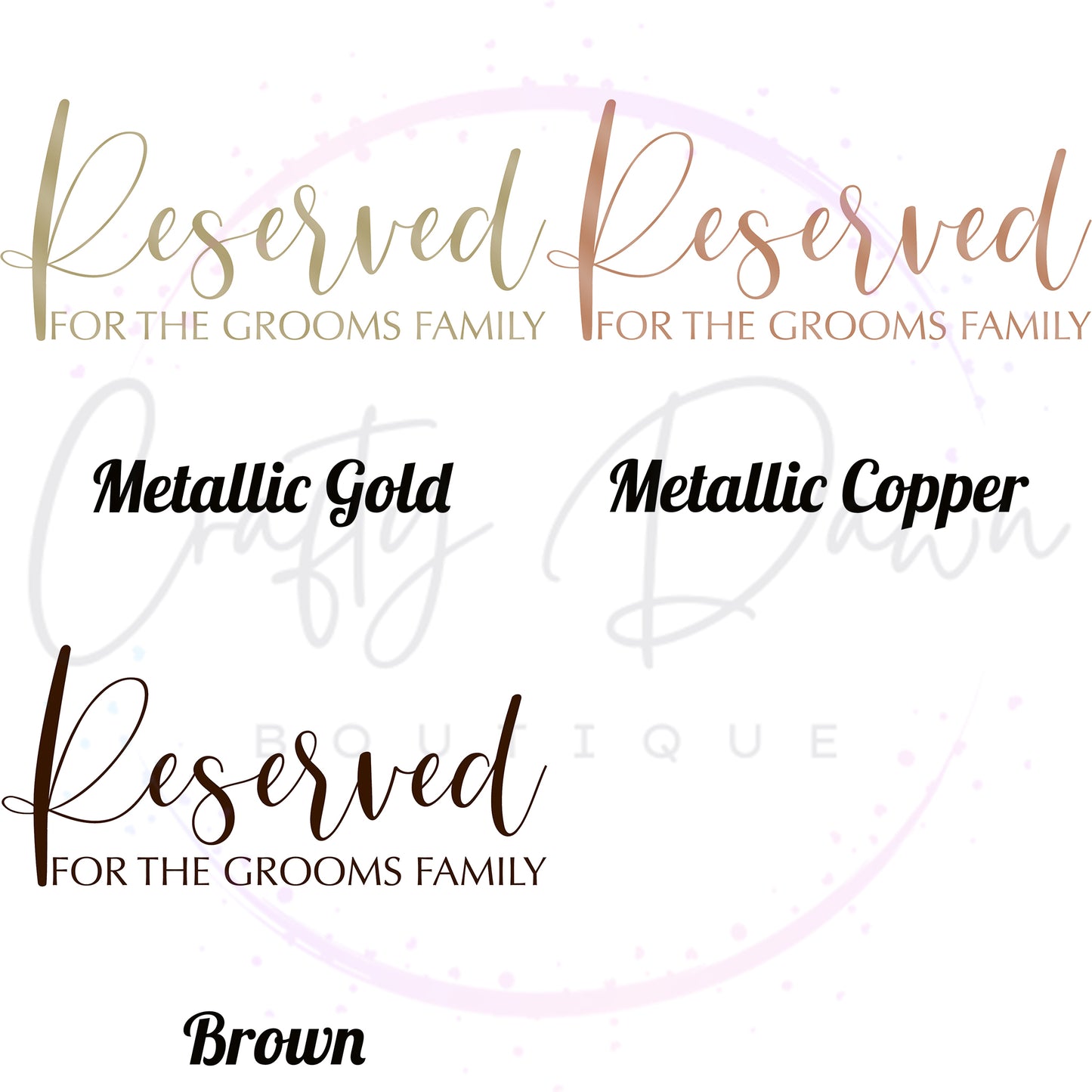 Reserved For The Groom's Family