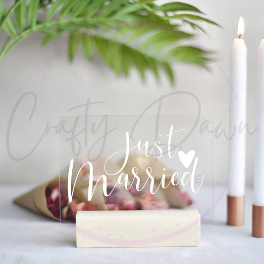 Just Married Acrylic Wedding Sign