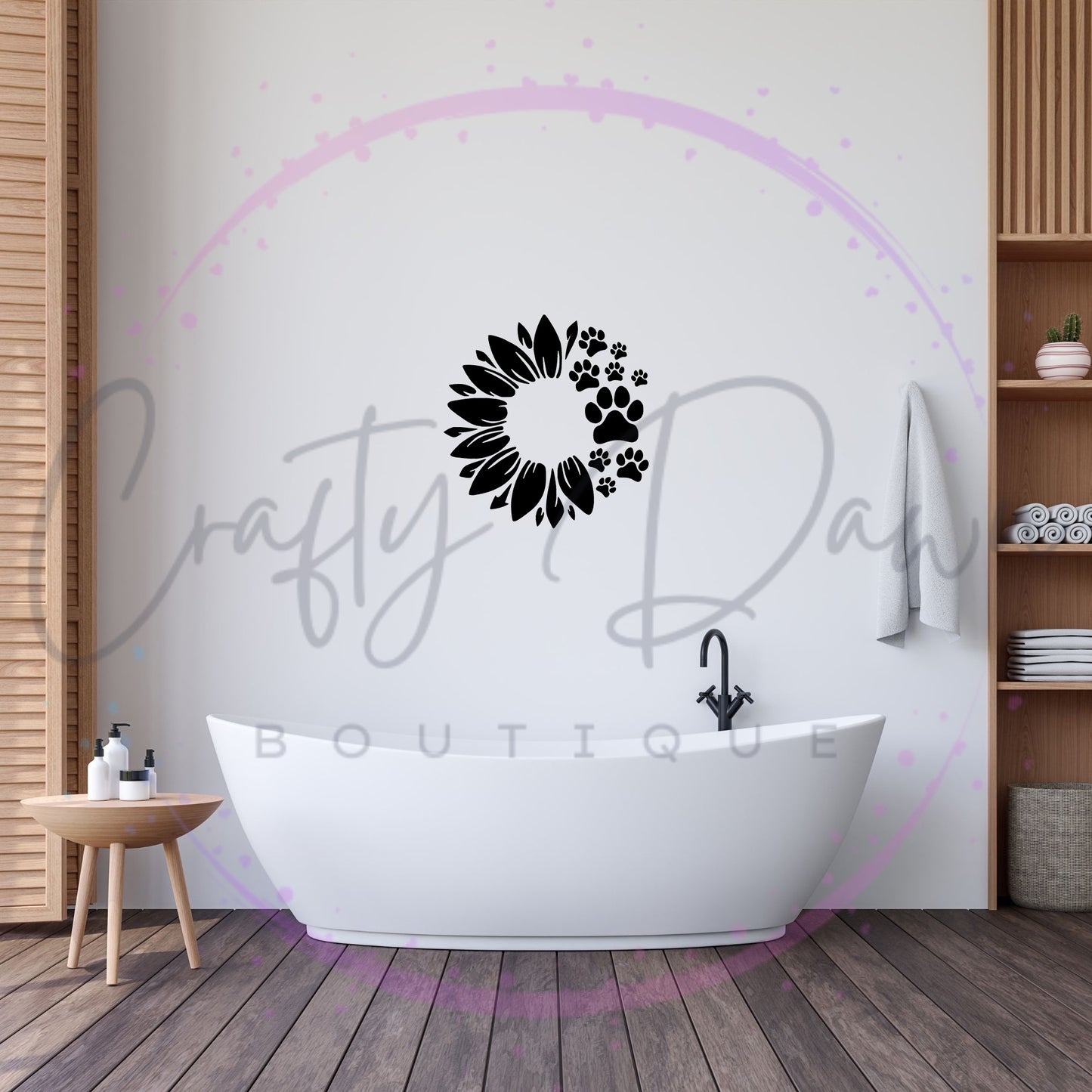 Dog Paw Sunflower Decal