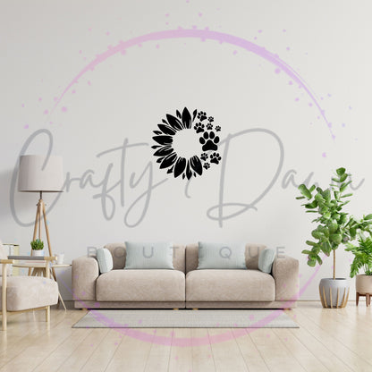 Dog Paw Sunflower Decal