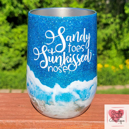 12oz Sandy Toes Wine Glass